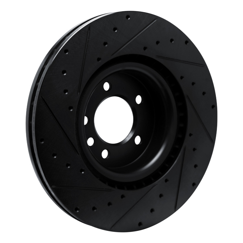 Picture of R1 18-24 Land Rover Discovery Front Left Drilled & Slotted Black Brake Rotor