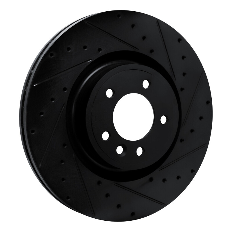 Picture of R1 18-24 Land Rover Range Rover Front Right Drilled & Slotted Black Brake Rotor