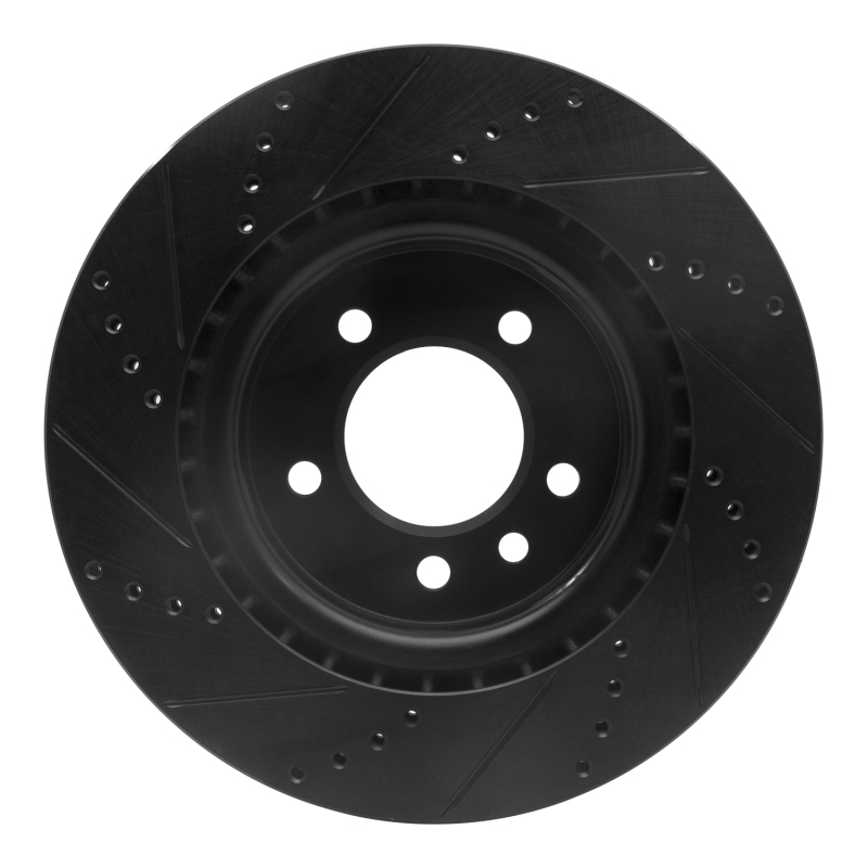 Picture of R1 18-20 Land Rover Range Rover Sport Rear Right Drilled & Slotted Black Brake Rotor
