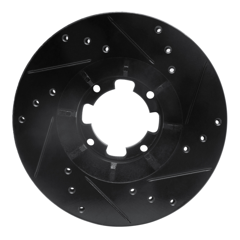 Picture of R1 85-94 Subaru GL-10 Front Left Drilled & Slotted Black Brake Rotor