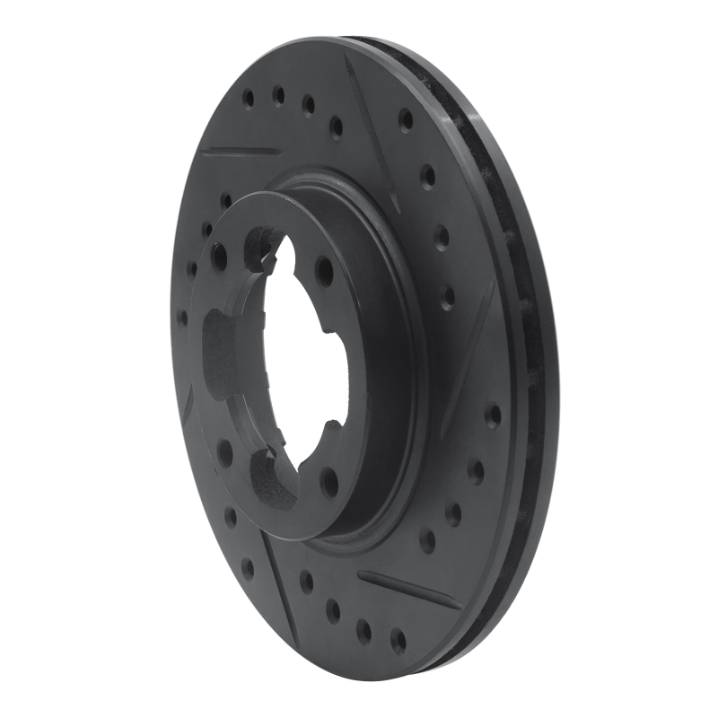 Picture of R1 87-94 Subaru Justy Front Right Drilled & Slotted Black Brake Rotor