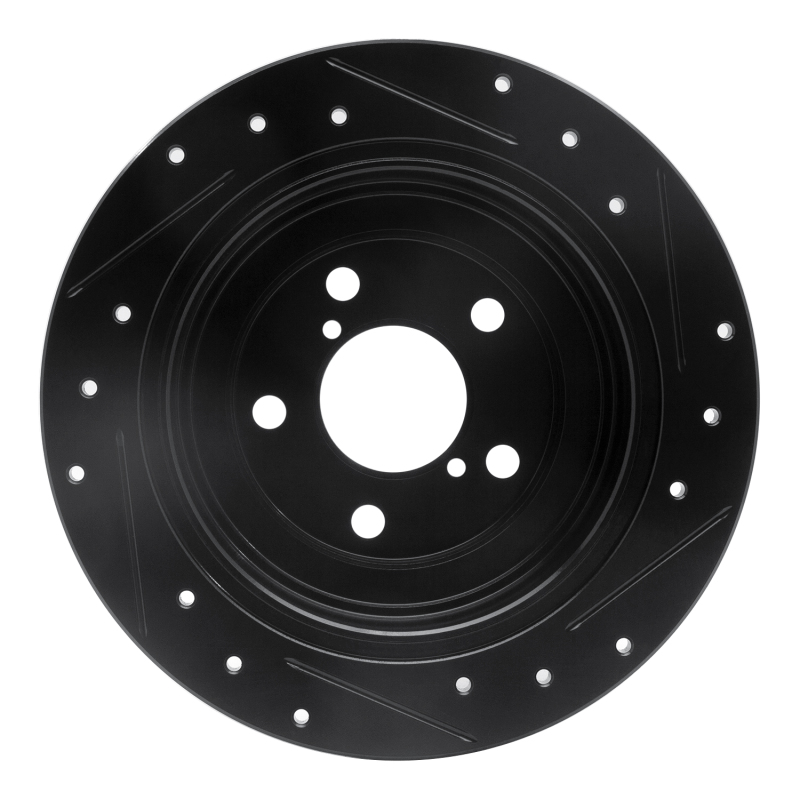 Picture of R1 90-08 Saab 9-2X Rear Left Drilled & Slotted Black Brake Rotor