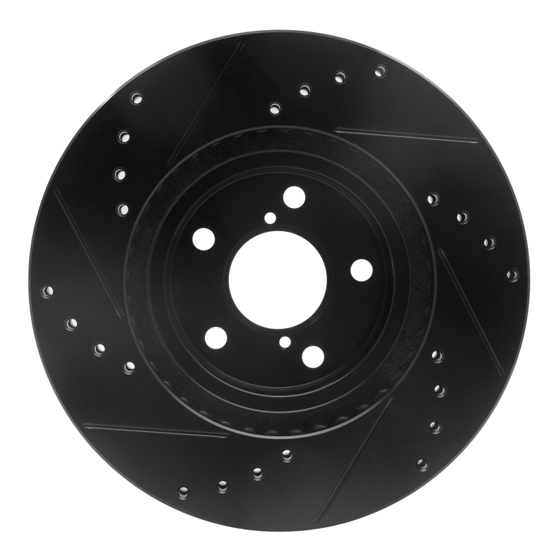 Picture of R1 90-16 Saab 9-2X Front Right Drilled & Slotted Black Brake Rotor