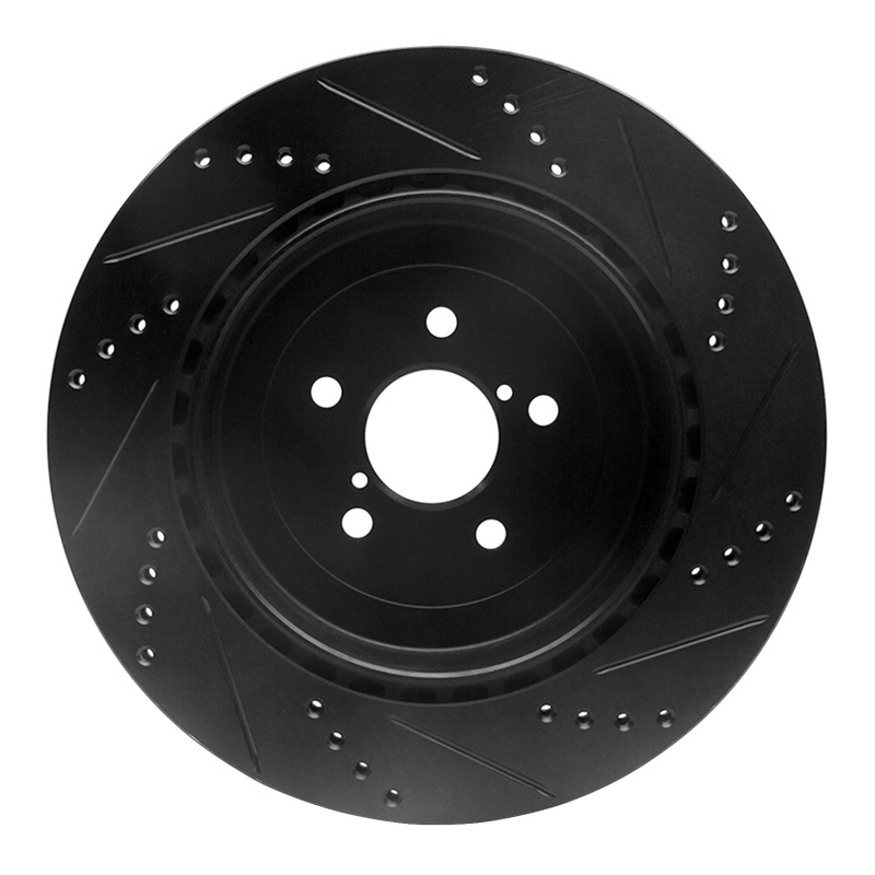 Picture of R1 03-04 Subaru Impreza Rear Left Drilled & Slotted Black Brake Rotor