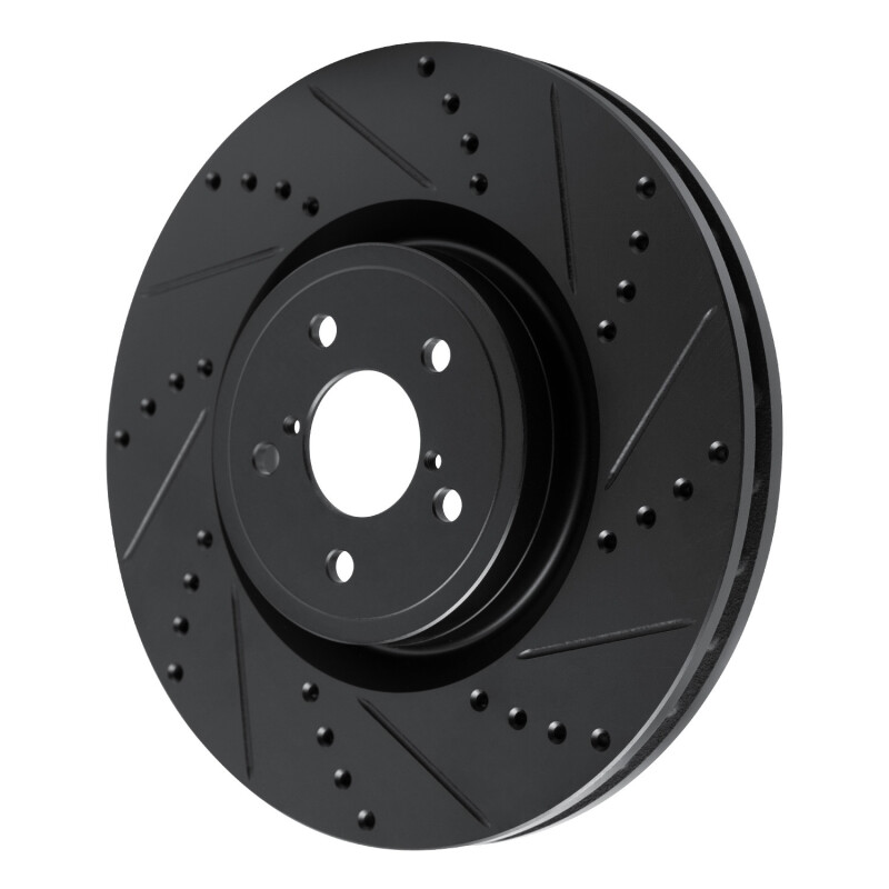Picture of R1 03-25 Subaru Impreza Front Right Drilled & Slotted Black Brake Rotor