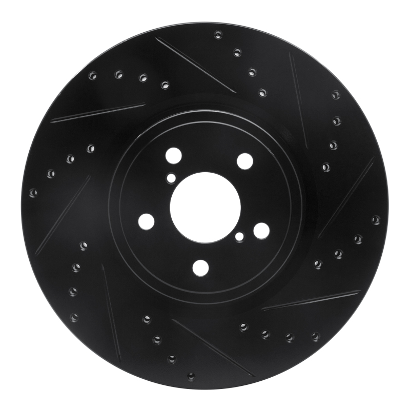 Picture of R1 05-18 Subaru Forester Front Right Drilled & Slotted Black Brake Rotor