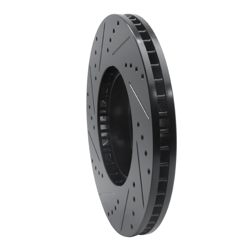 Picture of R1 05-18 Subaru Forester Front Right Drilled & Slotted Black Brake Rotor