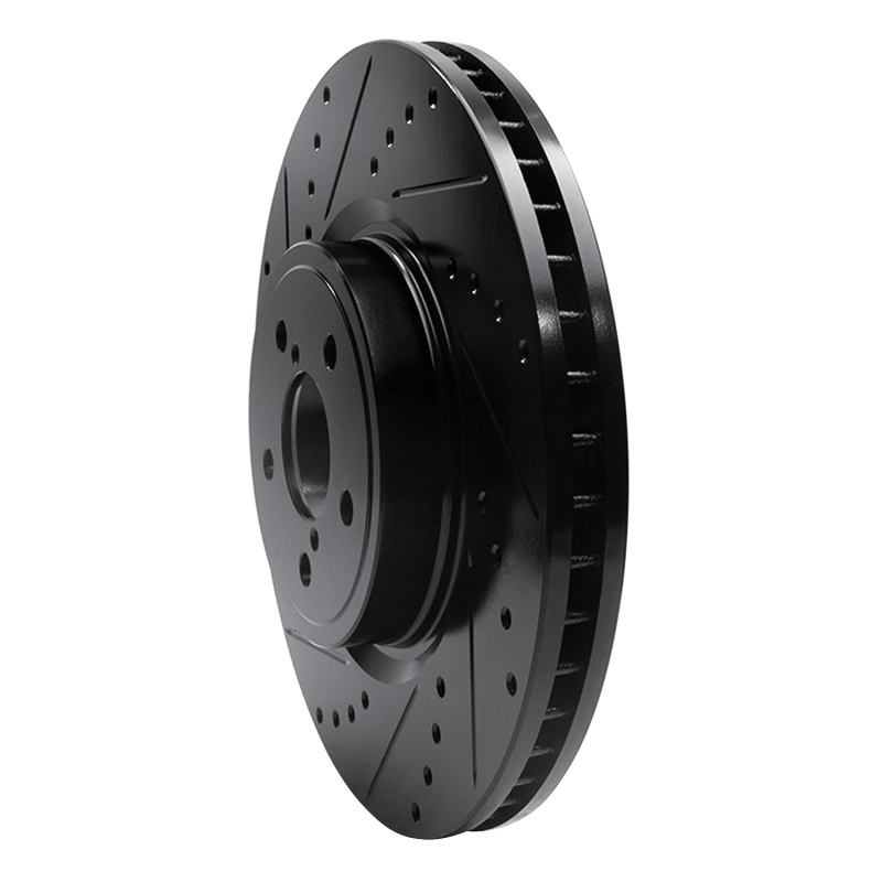 Picture of R1 05-18 Subaru Outback Front Left Drilled & Slotted Black Brake Rotor