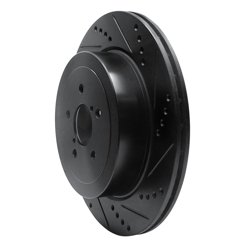Picture of R1 03-04 Subaru Impreza Rear Right Drilled & Slotted Black Brake Rotor