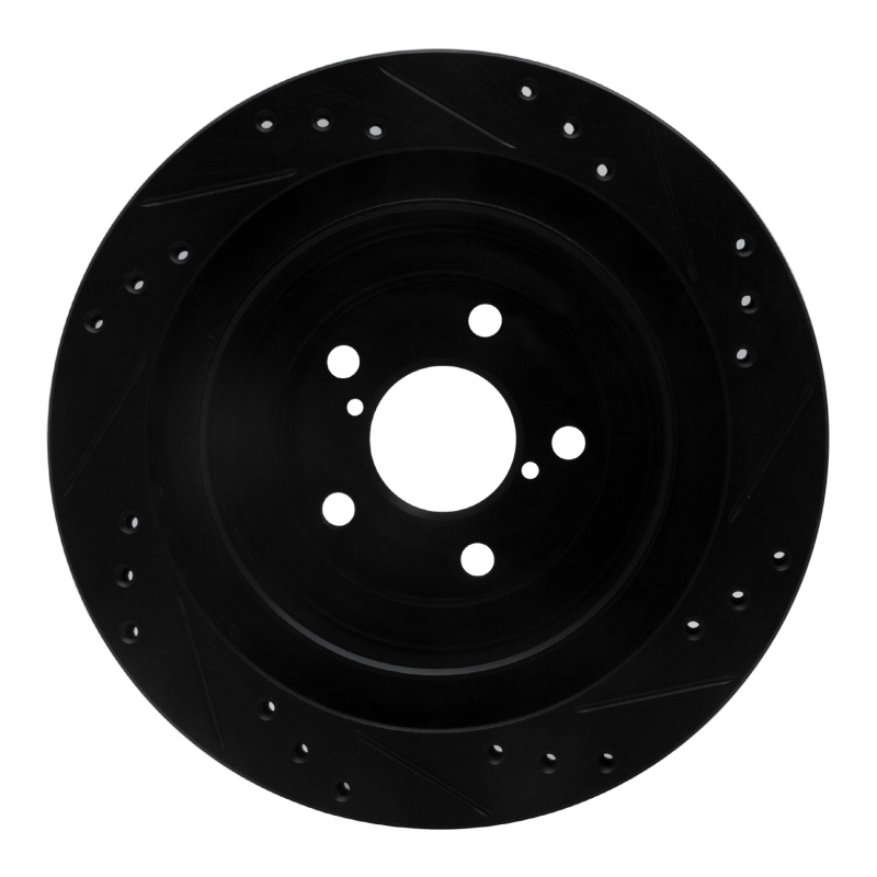 Picture of R1 05-09 Subaru Legacy Rear Left Drilled & Slotted Black Brake Rotor