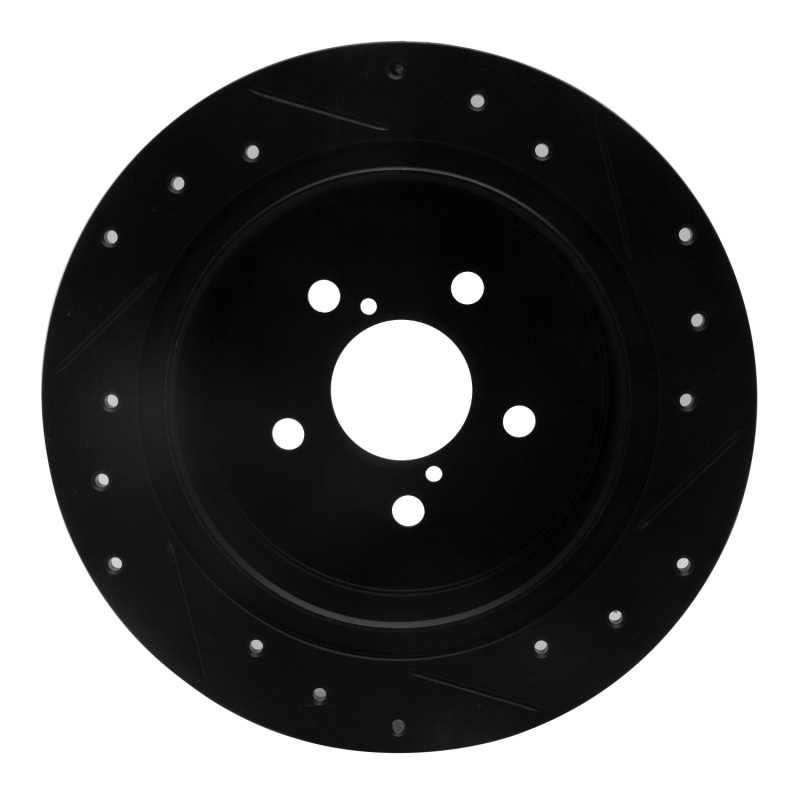 Picture of R1 05-09 Subaru Legacy Rear Left Drilled & Slotted Black Brake Rotor