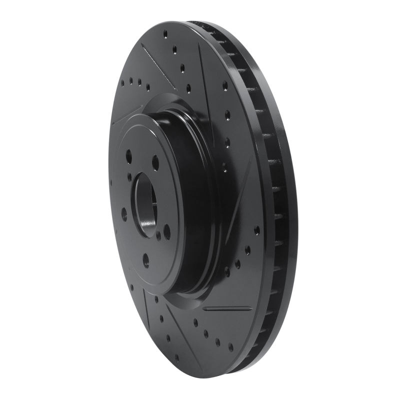Picture of R1 05-18 Subaru Forester Front Right Drilled & Slotted Black Brake Rotor