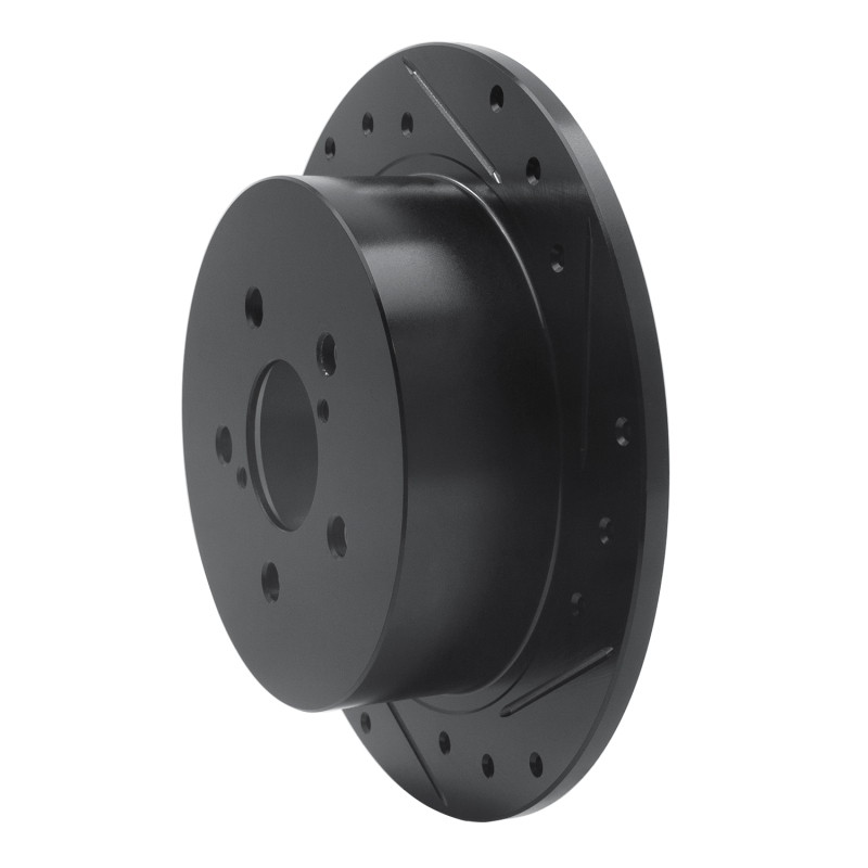 Picture of R1 05-09 Subaru Legacy Rear Right Drilled & Slotted Black Brake Rotor