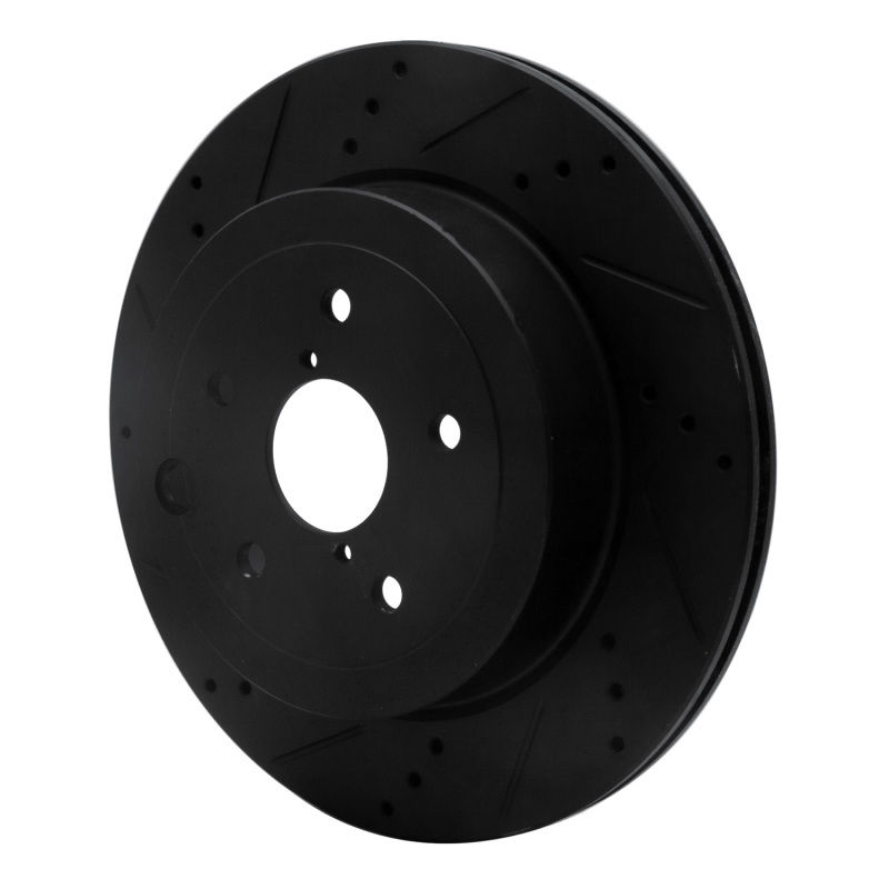 Picture of R1 08-20 Subaru WRX Rear Left Drilled & Slotted Black Brake Rotor