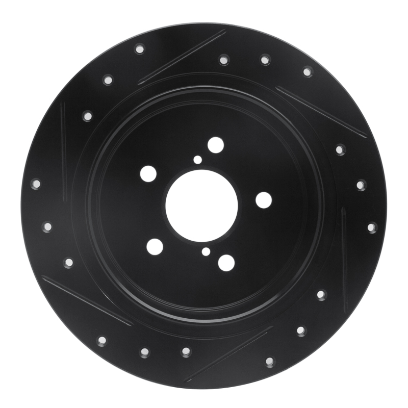 Picture of R1 05-09 Subaru Legacy Rear Right Drilled & Slotted Black Brake Rotor