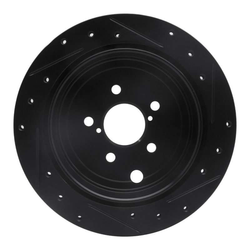 Picture of R1 10-25 Scion FR-S Rear Left Drilled & Slotted Black Brake Rotor
