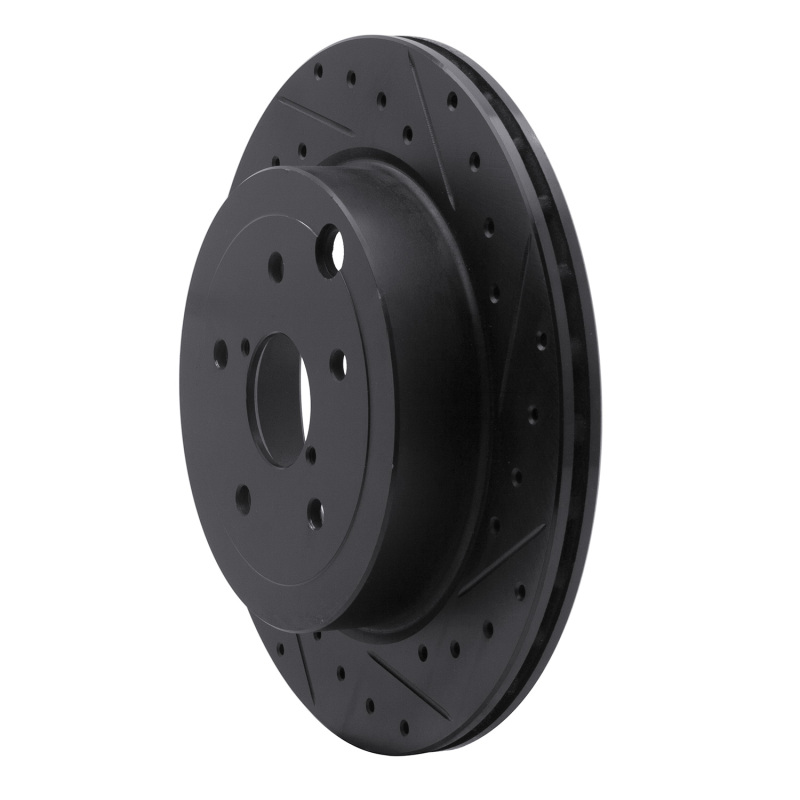 Picture of R1 08-20 Subaru Impreza Rear Right Drilled & Slotted Black Brake Rotor