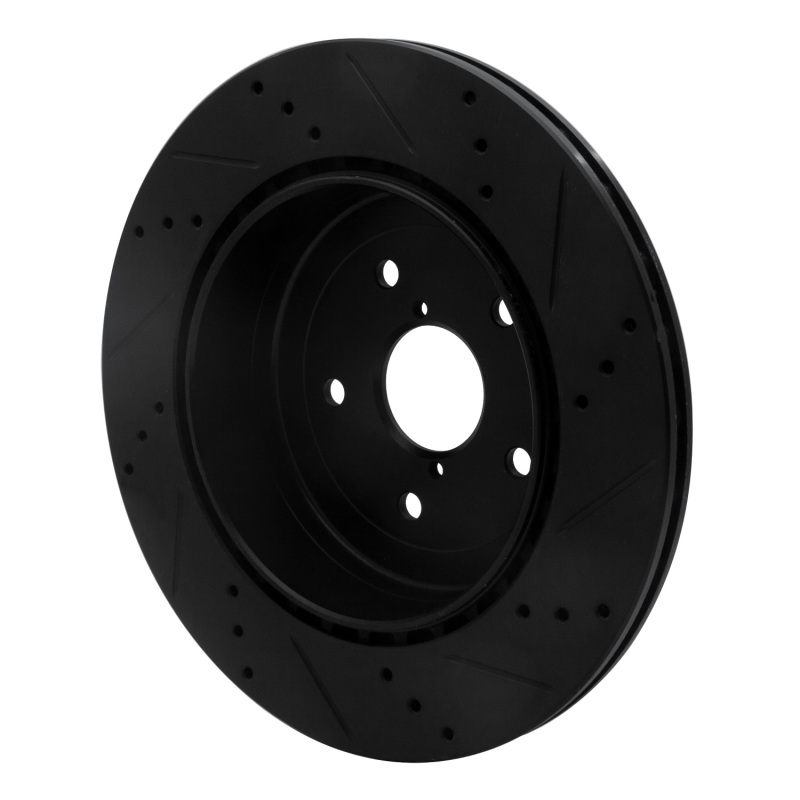Picture of R1 08-20 Subaru WRX Rear Left Drilled & Slotted Black Brake Rotor
