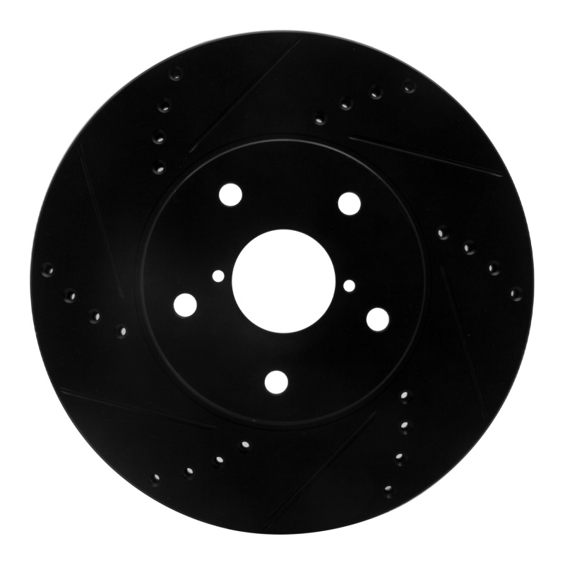 Picture of R1 15-19 Subaru Legacy Front Left Drilled & Slotted Black Brake Rotor
