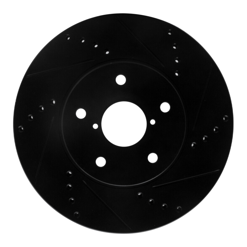 Picture of R1 15-19 Subaru Legacy Front Right Drilled & Slotted Black Brake Rotor