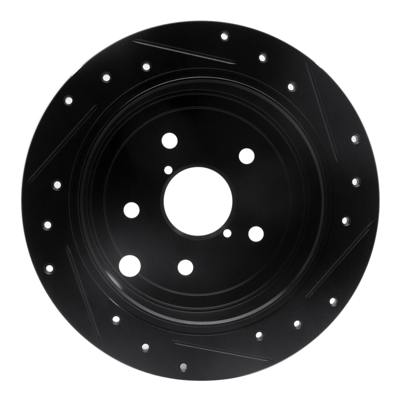 Picture of R1 15-21 Subaru WRX Rear Left Drilled & Slotted Black Brake Rotor