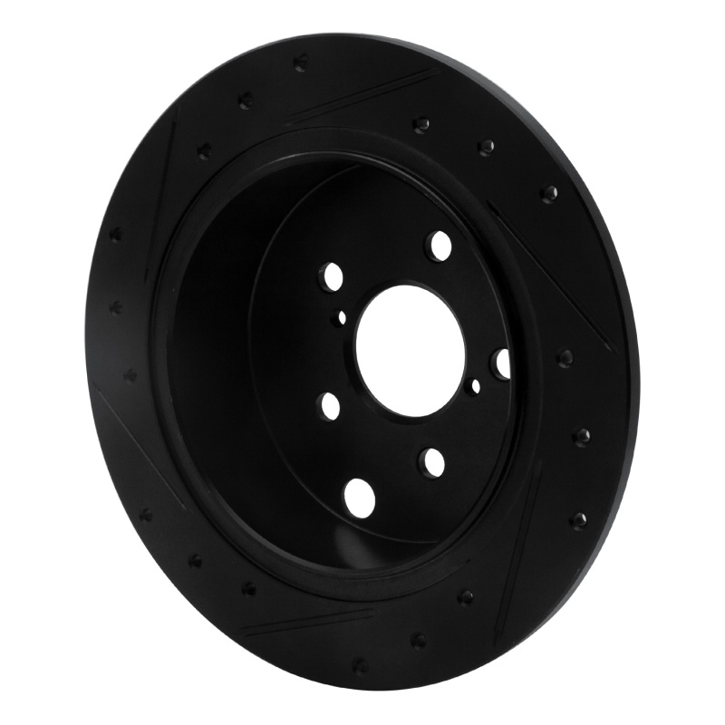 Picture of R1 12-23 Subaru XV Crosstrek Rear Right Drilled & Slotted Black Brake Rotor