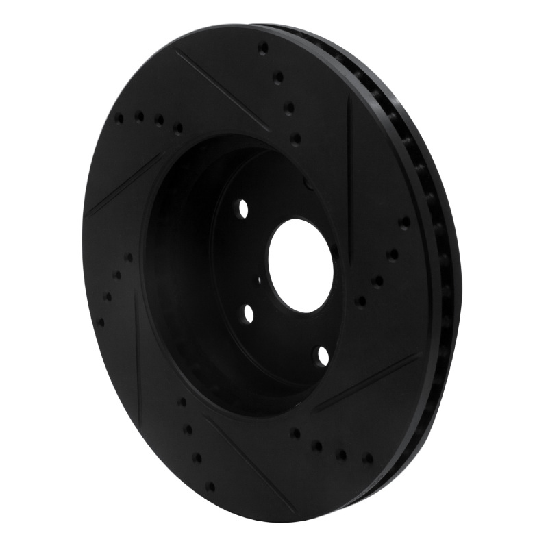 Picture of R1 15-19 Subaru Legacy Front Left Drilled & Slotted Black Brake Rotor