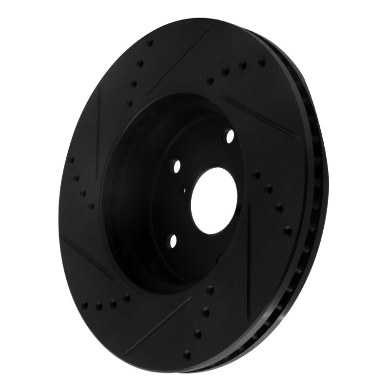Picture of R1 15-19 Subaru Legacy Front Right Drilled & Slotted Black Brake Rotor