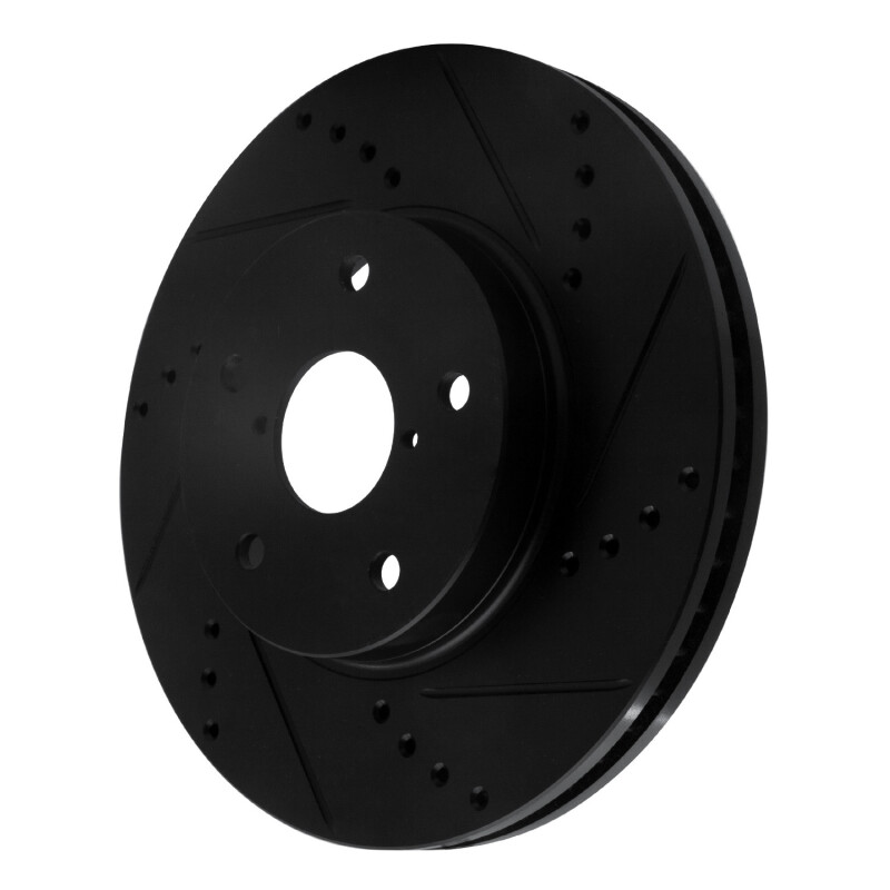 Picture of R1 15-19 Subaru Legacy Front Right Drilled & Slotted Black Brake Rotor