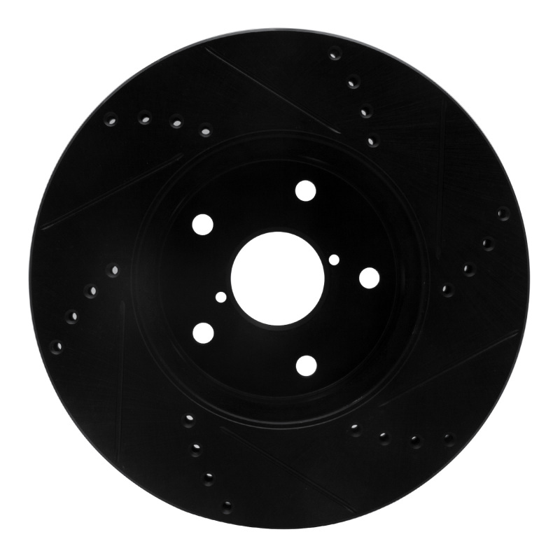 Picture of R1 15-19 Subaru Legacy Front Left Drilled & Slotted Black Brake Rotor