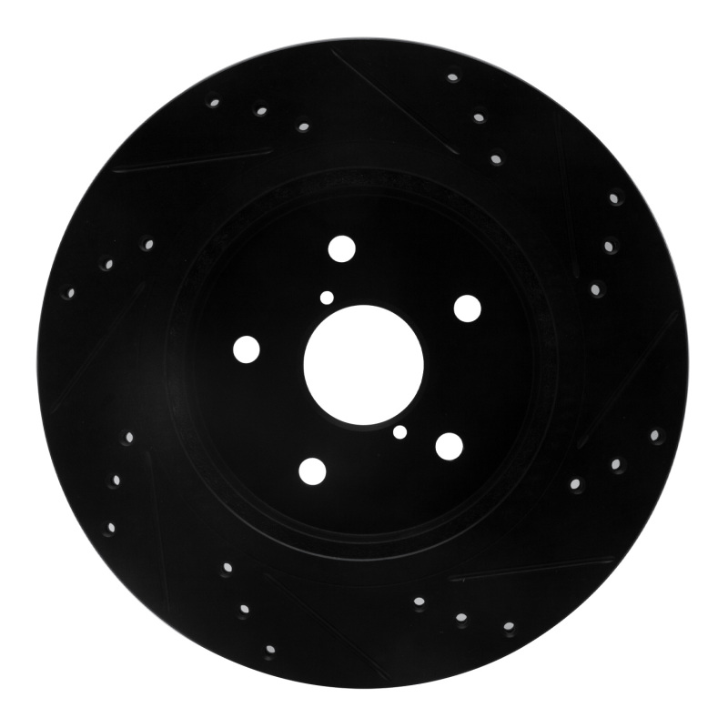 Picture of R1 15-25 Subaru Outback Rear Left Drilled & Slotted Black Brake Rotor