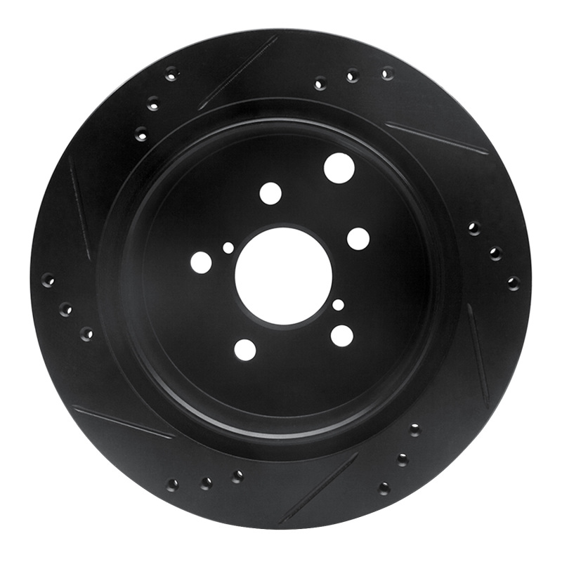Picture of R1 14-18 Subaru Forester Rear Right Drilled & Slotted Black Brake Rotor