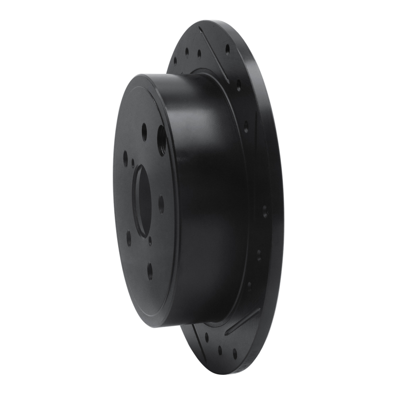 Picture of R1 15-21 Subaru WRX Rear Right Drilled & Slotted Black Brake Rotor