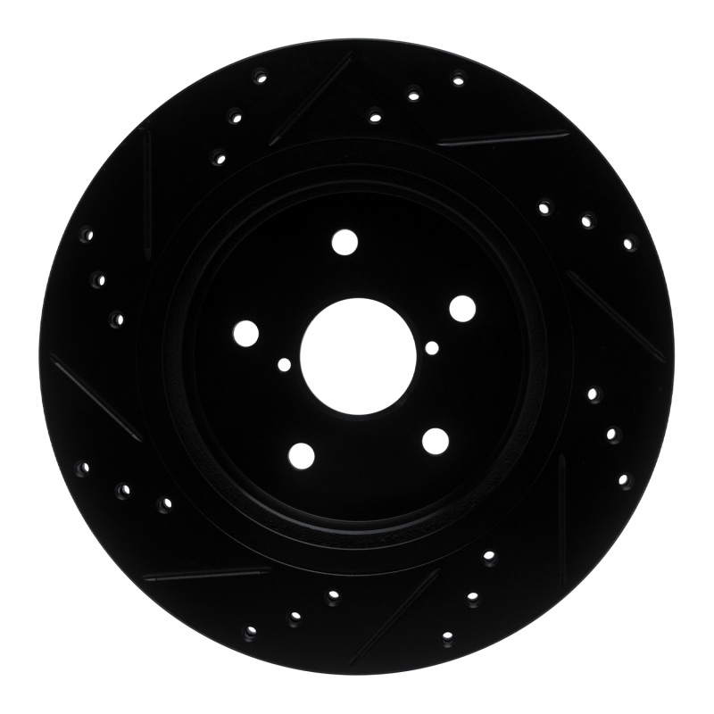 Picture of R1 15-25 Subaru Outback Rear Right Drilled & Slotted Black Brake Rotor