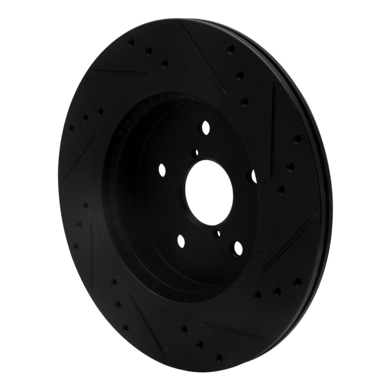 Picture of R1 15-25 Subaru Outback Rear Left Drilled & Slotted Black Brake Rotor