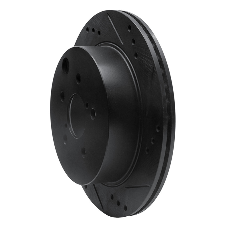 Picture of R1 14-18 Subaru Forester Rear Right Drilled & Slotted Black Brake Rotor