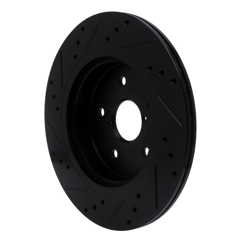 Picture of R1 15-25 Subaru Outback Rear Right Drilled & Slotted Black Brake Rotor