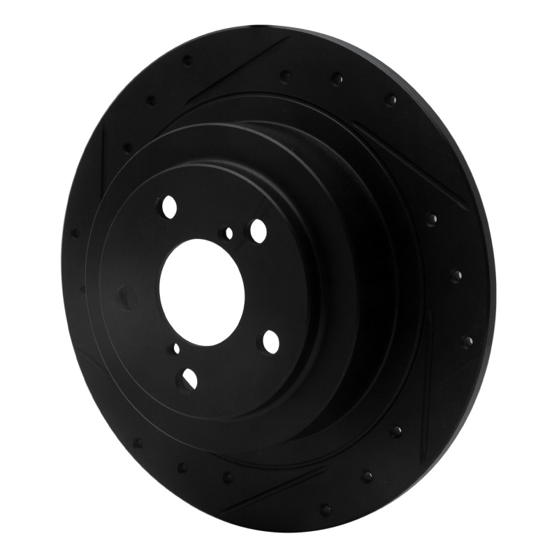 Picture of R1 00-06 Subaru Outback Rear Left Drilled & Slotted Black Brake Rotor