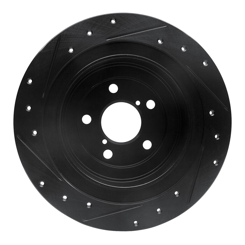 Picture of R1 00-06 Subaru BAJA Rear Right Drilled & Slotted Black Brake Rotor