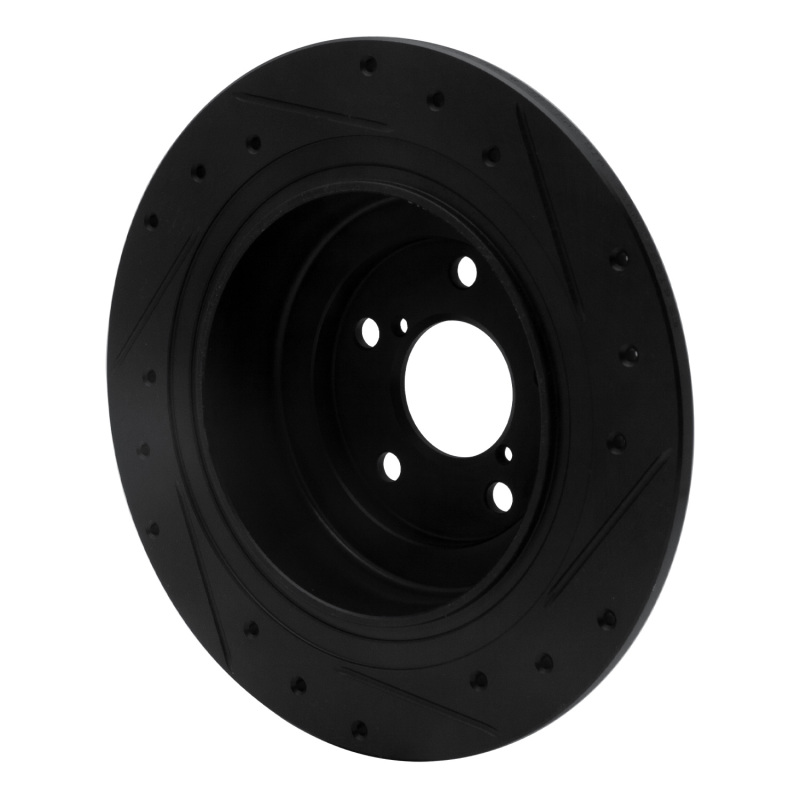 Picture of R1 00-06 Subaru Outback Rear Left Drilled & Slotted Black Brake Rotor