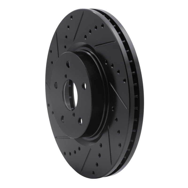 Picture of R1 06-21 Subaru Tribeca Front Left Drilled & Slotted Black Brake Rotor