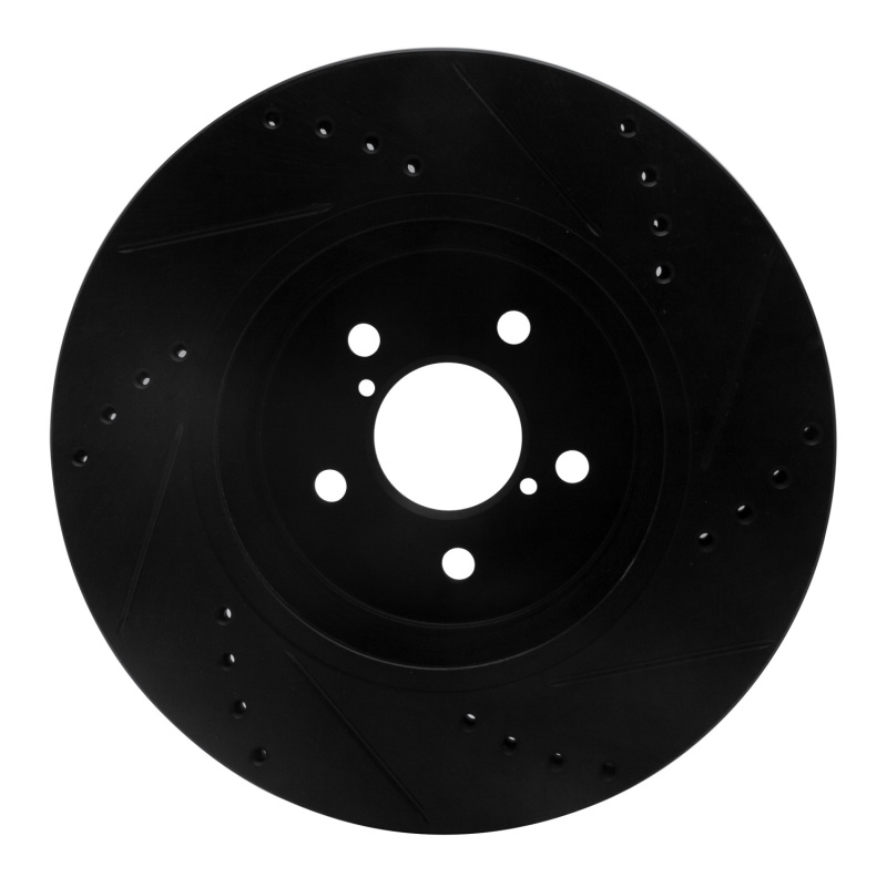 Picture of R1 17-23 Subaru Crosstrek Front Left Drilled & Slotted Black Brake Rotor