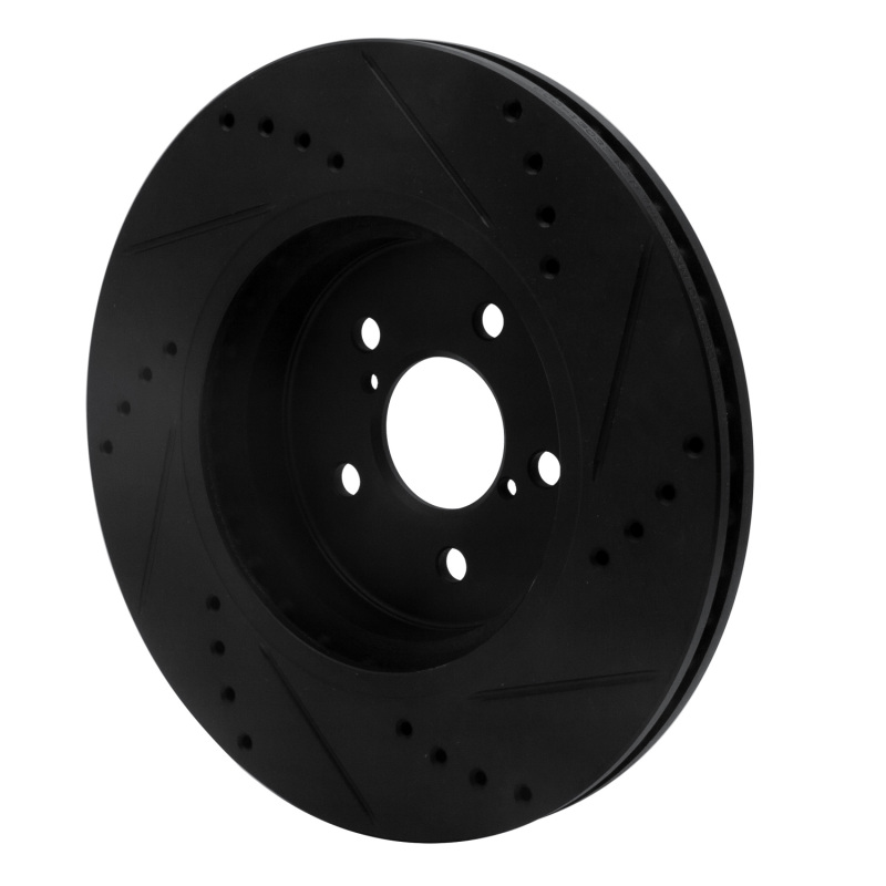 Picture of R1 17-23 Subaru Crosstrek Front Left Drilled & Slotted Black Brake Rotor