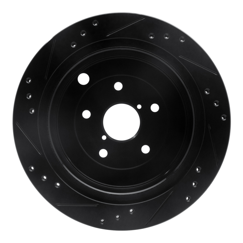 Picture of R1 06-14 Subaru Tribeca Rear Right Drilled & Slotted Black Brake Rotor