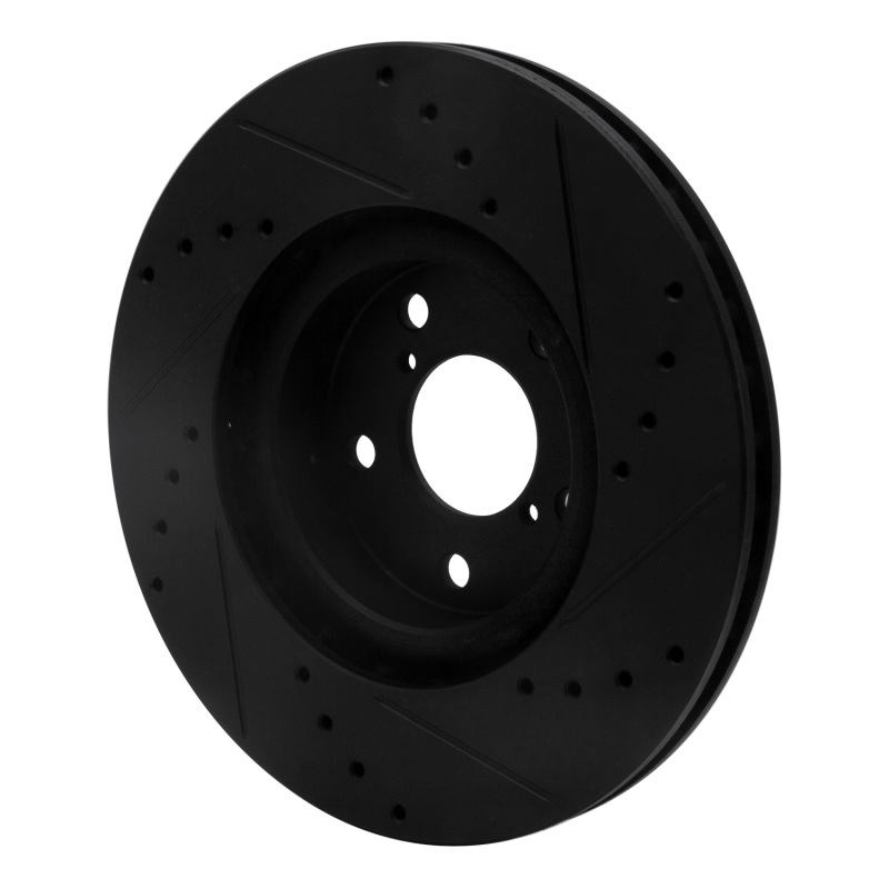 Picture of R1 17-23 Subaru Impreza Front Left Drilled & Slotted Black Brake Rotor