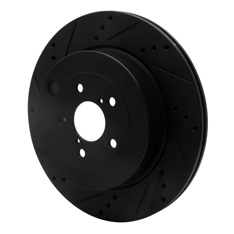 Picture of R1 17-25 Subaru BRZ Rear Left Drilled & Slotted Black Brake Rotor