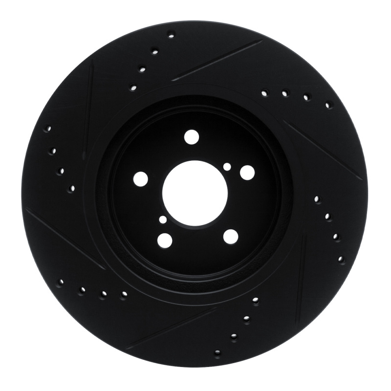 Picture of R1 17-23 Subaru Impreza Front Right Drilled & Slotted Black Brake Rotor
