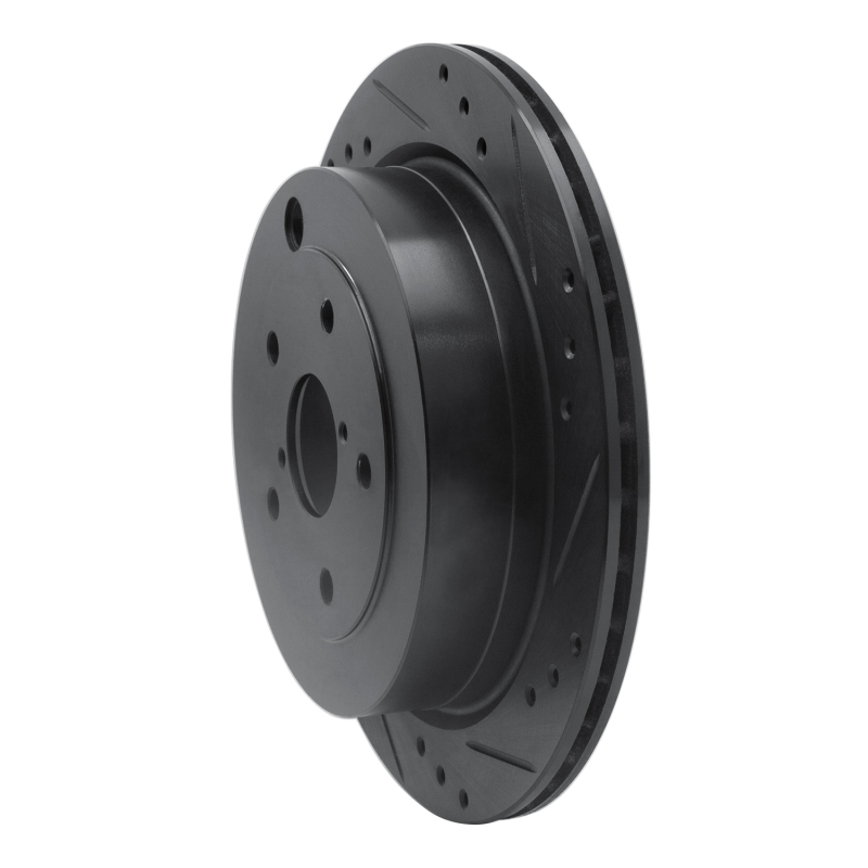 Picture of R1 06-14 Subaru Tribeca Rear Right Drilled & Slotted Black Brake Rotor