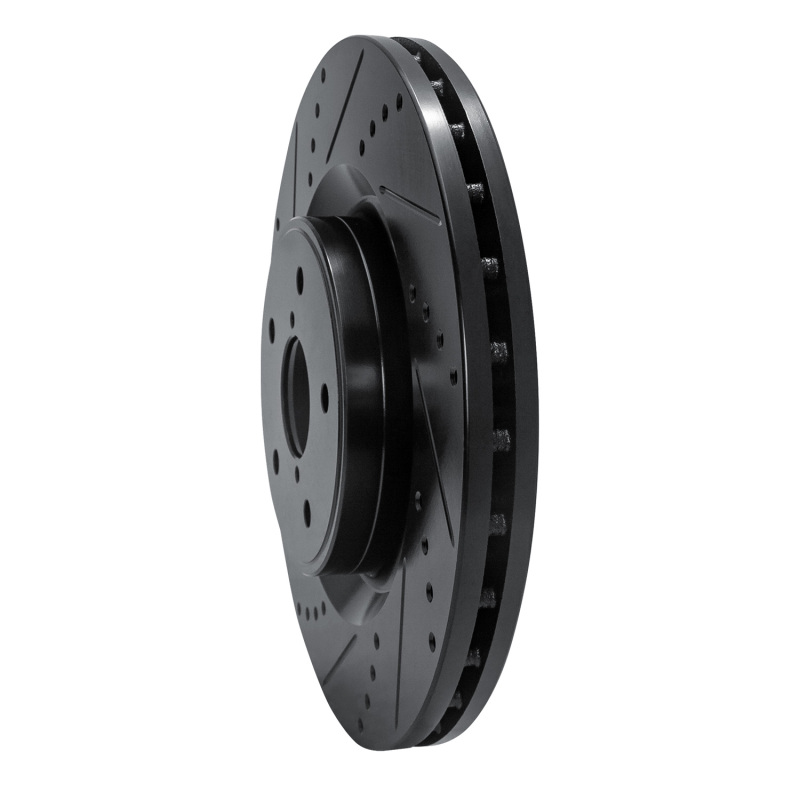Picture of R1 18-25 Subaru WRX Front Left Drilled & Slotted Black Brake Rotor