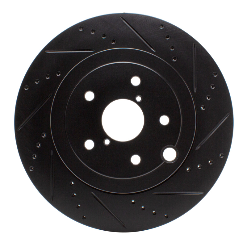 Picture of R1 18-25 Subaru WRX Rear Right Drilled & Slotted Black Brake Rotor